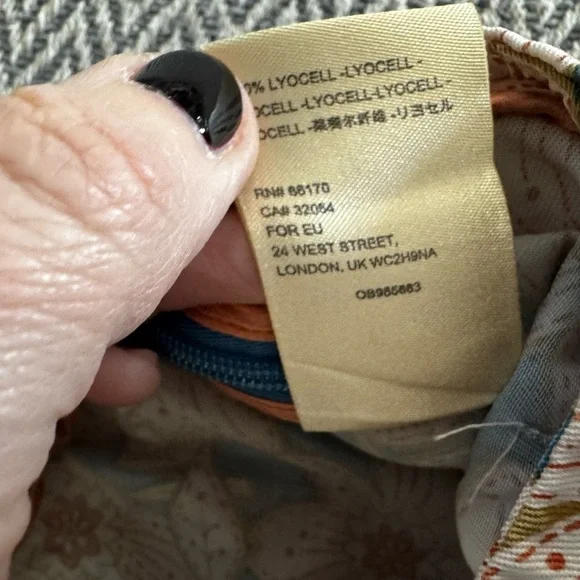 Anthropologie Floral High Waist Shorts- Blue and Cream - Picture 7 of 13